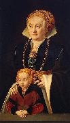 Barthel Bruyn Portrait of a Lady with her daughter oil on canvas